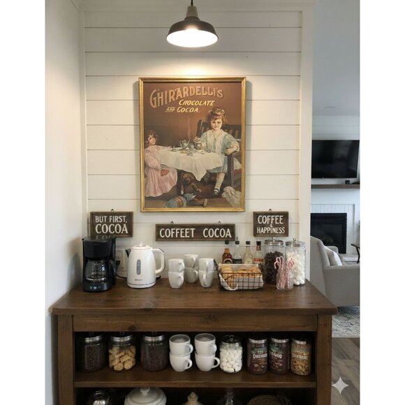 Vintage  Antique Ghirardelli Chocolate & Cocoa Advertisement Framed 17.5"X12.5" - Picture 2 of 3